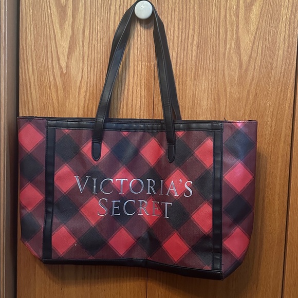 Victoria's Secret Red and Black Checkered Tote - Picture 2 of 10